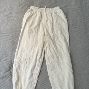 Free People white quilted sweatpants